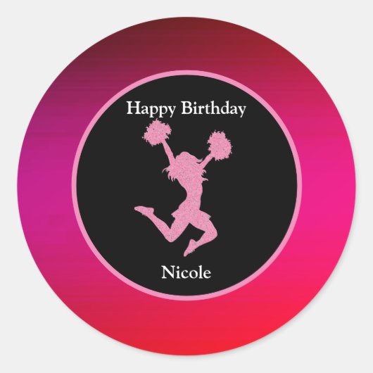 Cheerleader Birthday Stickers (Vorderseite)