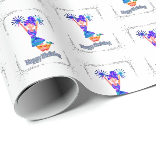 Cheerleader Birthday Wrapping Geschenkpapier (Rolleneckpunkt)