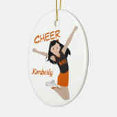 Cheerleader Black Hair Black & Orange Keramik Ornament (Links)