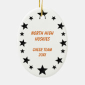 Cheerleader Black Hair Black & Orange Keramik Ornament (Hinten)