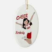 Cheerleader Black Hair Red & White Keramik Ornament (Rechts)