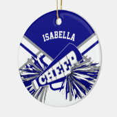 Cheerleader 📣 - Blau, Weiß und Grau Keramik Ornament (Links)