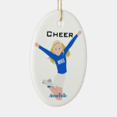 Cheerleader Blonde Blue & White Keramik Ornament (Rechts)