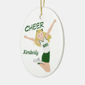 Cheerleader Blonde Green & White Keramik Ornament (Links)