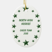 Cheerleader Blonde Green & White Keramik Ornament (Hinten)