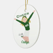 Cheerleader Blonde Green & White Keramik Ornament (Links)