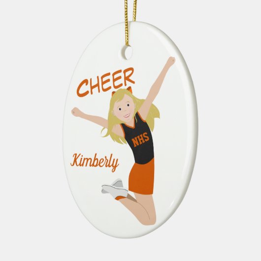 Cheerleader Blonde Keramik Ornament (Links)
