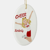 Cheerleader Blonde Red & White Keramik Ornament (Rechts)