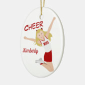 Cheerleader Blonde Red & White Keramik Ornament (Links)