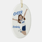 Cheerleader Brünett Dark Blue & White Keramik Ornament (Rechts)