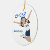 Cheerleader Brünett Dark Blue & White Keramik Ornament (Links)