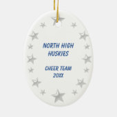 Cheerleader Brünett Dark Blue & White Keramik Ornament (Hinten)