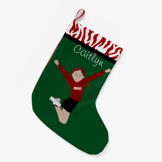 Cheerleader Brünett in Red & Black Kleiner Weihnachtsstrumpf (Vorderansicht (hängend))