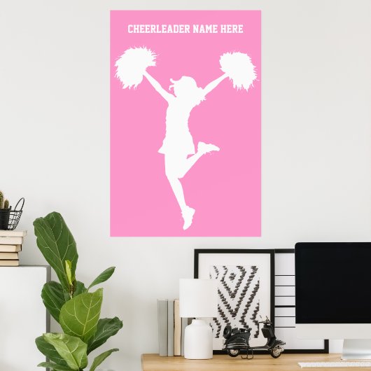 Cheerleader Cheering mit benutzerdefinierbarem Hin Poster (Heimbüro)