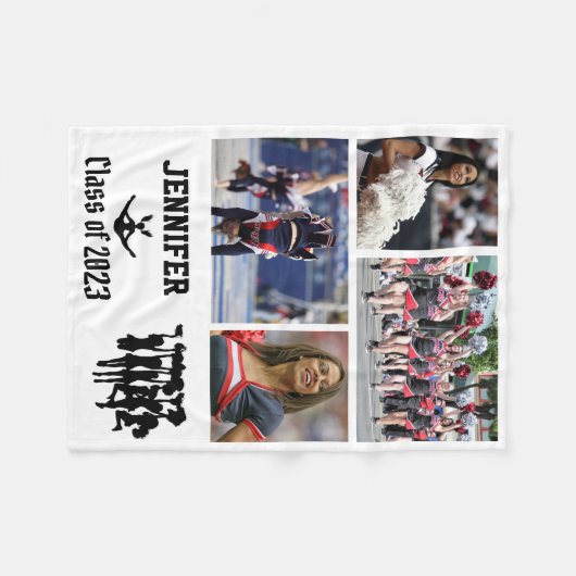 Cheerleader Class of 2023 Foto Collage Name Fleecedecke (Vorderseite (Horizontal))