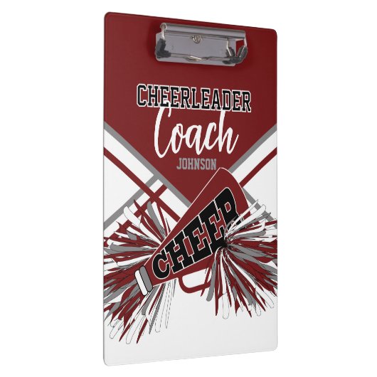 Cheerleader Coach - Maroon Red, Gary & White Klemmbrett (Rechts)