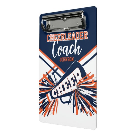 Cheerleader Coach - Navy Blue, Orange & White Mini Klemmbrett (Gewinkelt2)