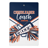 Cheerleader Coach - Navy Blue, Orange & White Mini Klemmbrett (Rückseite)