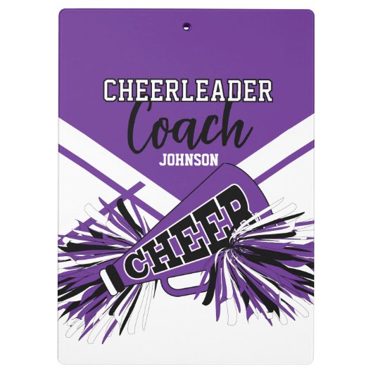 Cheerleader Coach - Purple, Black & White Klemmbrett (Rückseite)