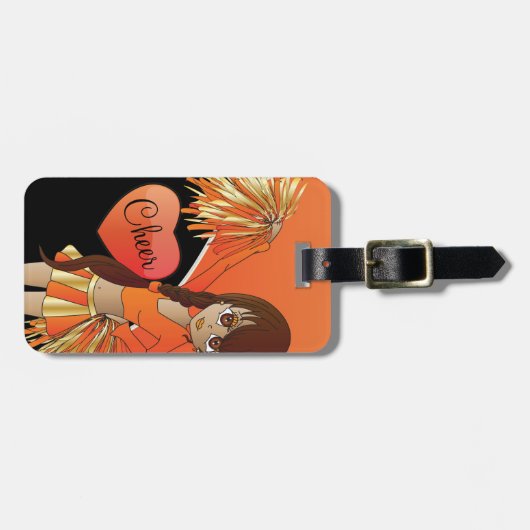 Cheerleader Diva Orange Gepäckanhänger (Vorderseite horizontal)
