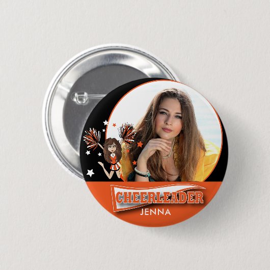 Cheerleader - DIY Foto - Orange Button (Vorne & Hinten)