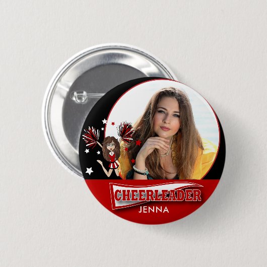 Cheerleader - DIY Foto - Rot Button (Vorne & Hinten)