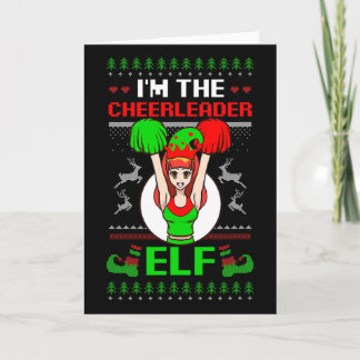 Cheerleader Elf Design Christmas Cheerleading  Karte