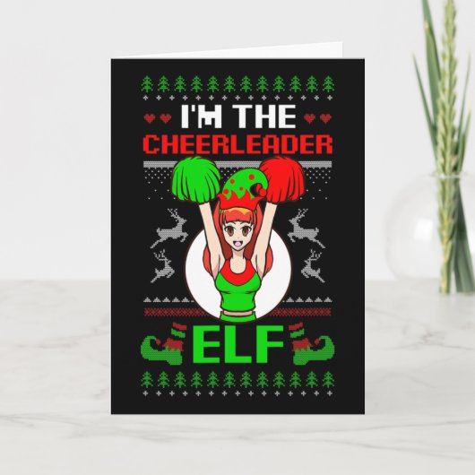 Cheerleader Elf Design Christmas Cheerleading  Karte (Vorderseite)
