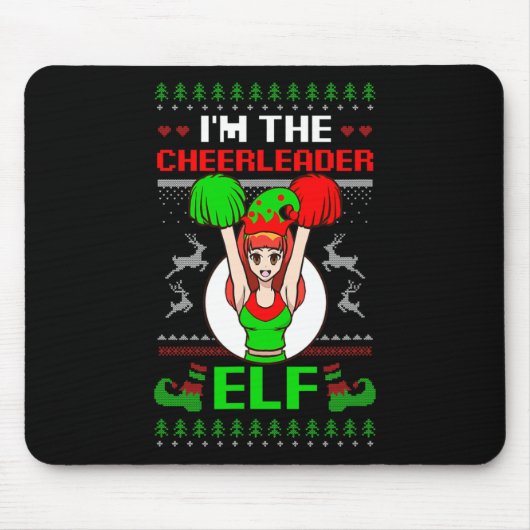 Cheerleader Elf Design Christmas Cheerleading  Mousepad (Vorne)