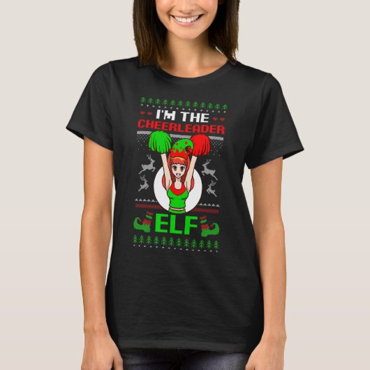 Cheerleader Elf Design Christmas Cheerleading T-Shirt (Vorderseite)