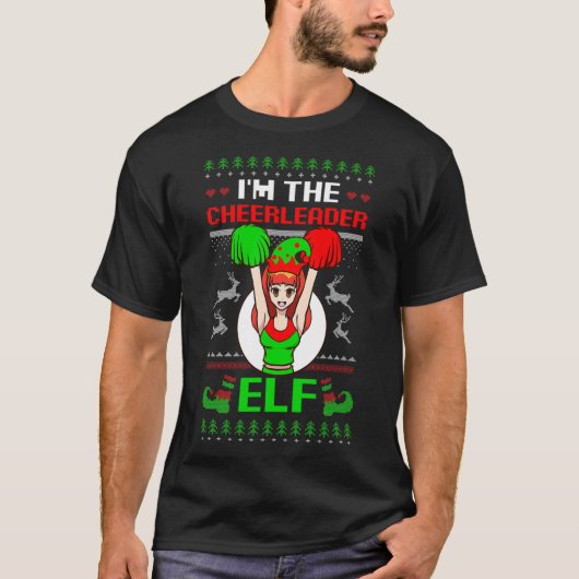 Cheerleader Elf Design Christmas Cheerleading T-Shirt (Vorderseite)