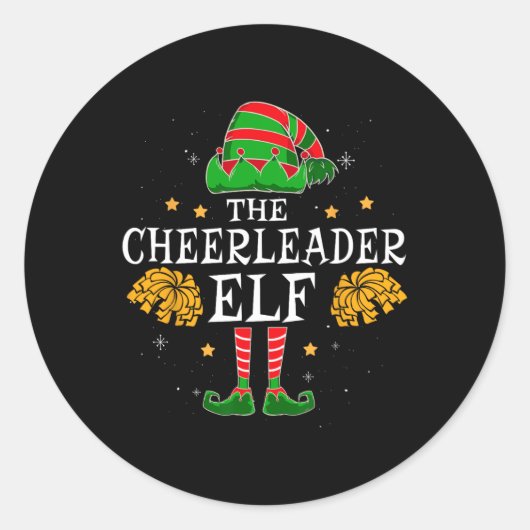 Cheerleader Elf Matching Team Christmas Funny Chee Runder Aufkleber (Vorderseite)