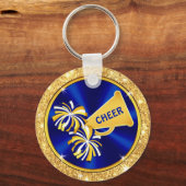Cheerleader Geschenkideen billig, blau und goldfar Schlüsselanhänger (Rückseite)