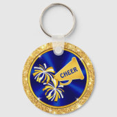 Cheerleader Geschenkideen billig, blau und goldfar Schlüsselanhänger (Rückseite)