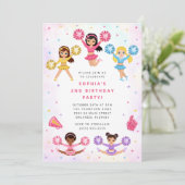 Cheerleader Girl Birthday Party Invitation Einladung (Stehend Vorderseite)