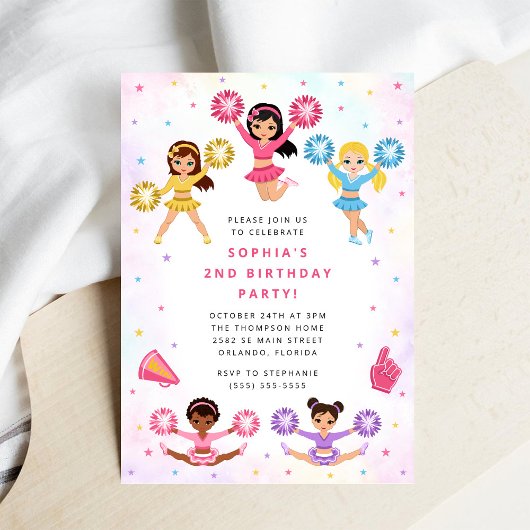 Cheerleader Girl Birthday Party Invitation Einladung