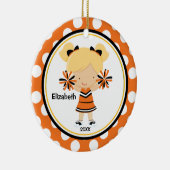 Cheerleader Girl Christmas Ornament Black Orange (Rechts)