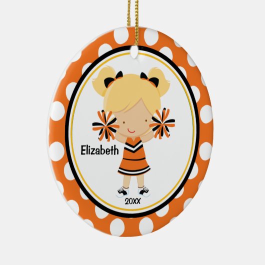 Cheerleader Girl Christmas Ornament Black Orange (Rechts)