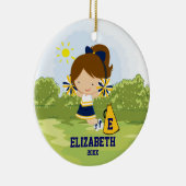 Cheerleader Girl Christmas Ornament Blue Gold (Rechts)