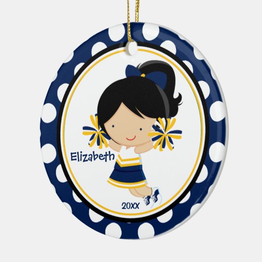 Cheerleader Girl Christmas Ornament Blue Gold (Links)