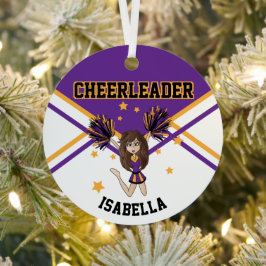 Cheerleader 📣 💖 Girl - Lila und Gold 2S Ornament Aus Metall