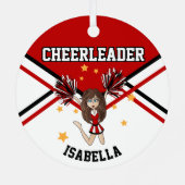 Cheerleader 📣 💖 Girl - Red & Black 2S Ornament Aus Metall (Rückseite)