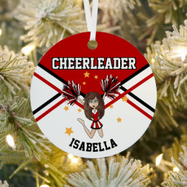 Cheerleader 📣 💖 Girl - Red & Black 2S Ornament Aus Metall