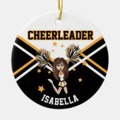 Cheerleader 📣 💖 Girl - Weiß, Schwarz und Gold Keramik Ornament (Vorne)
