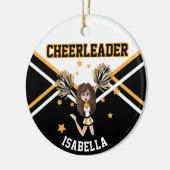 Cheerleader 📣 💖 Girl - Weiß, Schwarz und Gold Keramik Ornament (Links)