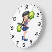 Cheerleader Girl with Pom Poms Fun Sports Spirit Große Wanduhr (Winkel)