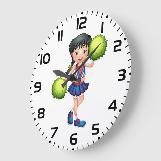 Cheerleader Girl with Pom Poms Fun Sports Spirit Große Wanduhr (Winkel)