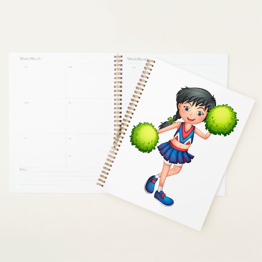 Cheerleader Girl with Pom Poms Fun Sports Spirit Planer