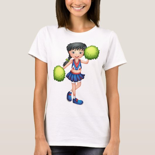 Cheerleader Girl with Pom Poms Fun Sports Spirit T-Shirt (Vorderseite)