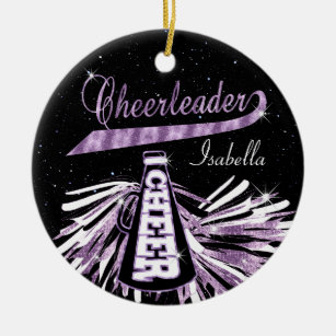 Cheerleader 📣 💖 Glam - Schwarz und Lila Keramik Ornament